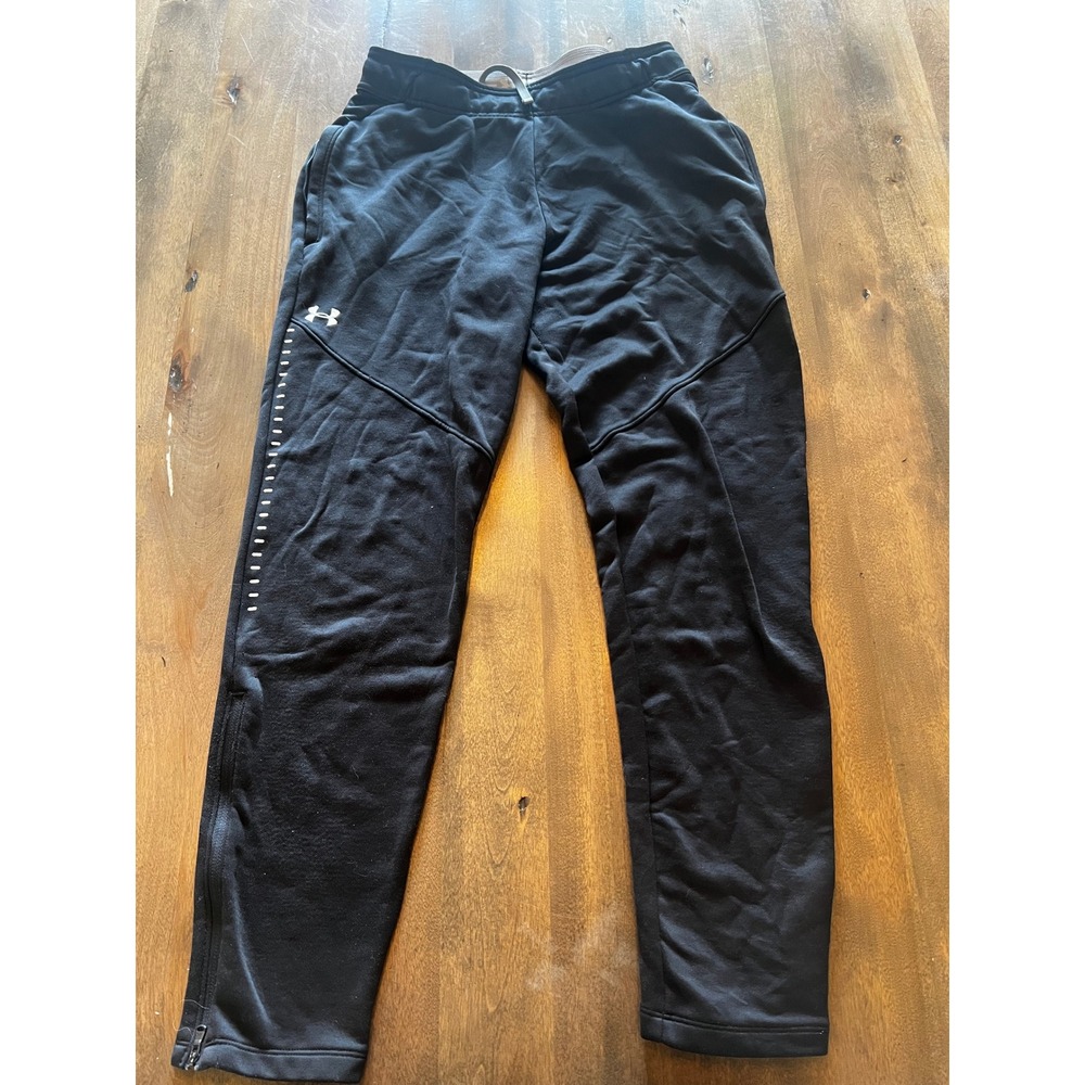 Under Armour ColdGear Black Loose Fit Ankle Zip Sweatpants Mens Medium